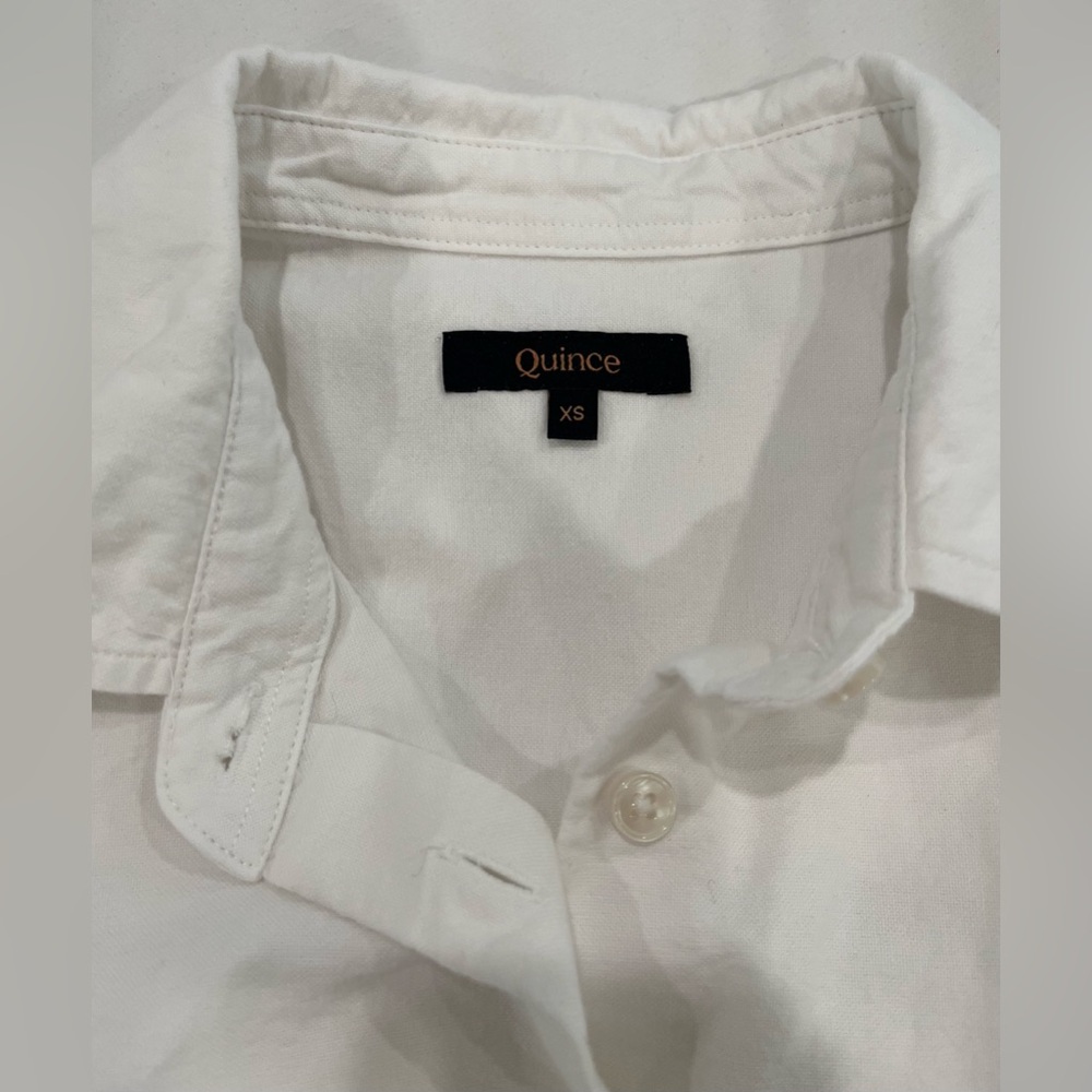 like new quince organic cotton relaxed oxford button up shirt white XS - Picture 4 of 12